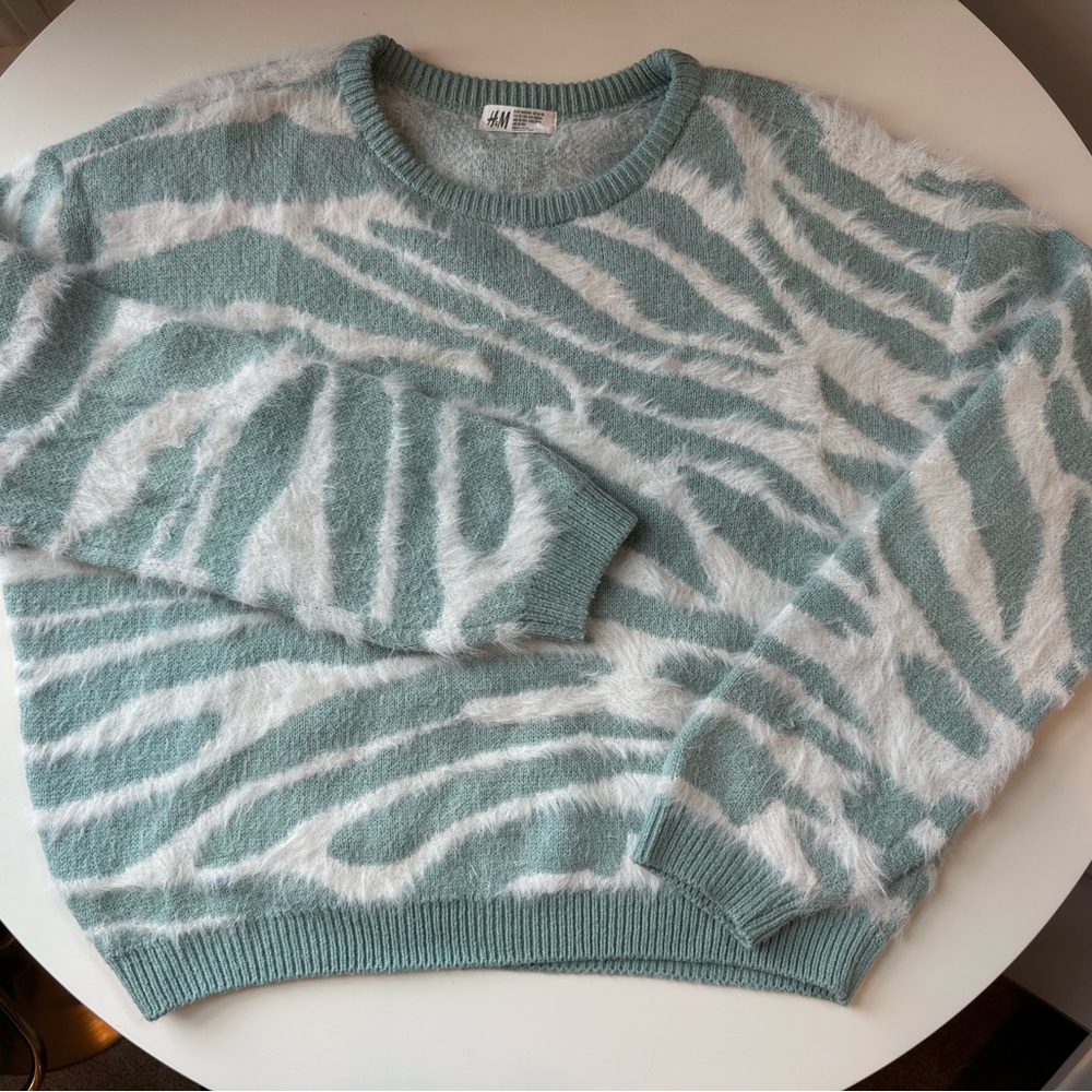 H&M Green and White Women's Sweater